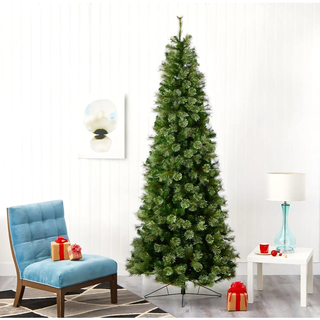 Nearly Natural 9ft. Cashmere Slim Artificial Christmas Tree with 550 Warm White Lights and 1308