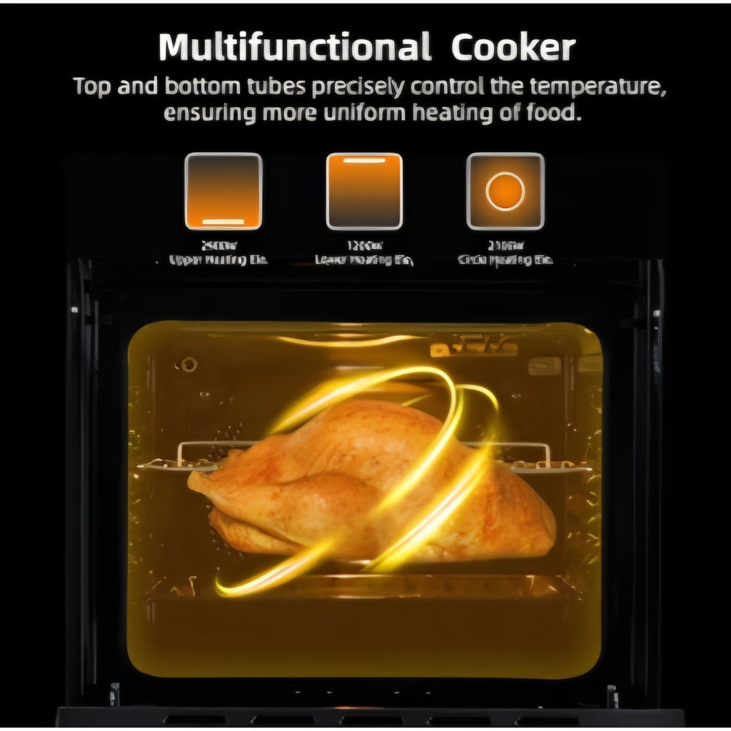 24Inch Built-in Electric Single Wall Oven2.5 Cu.ft Stainless Steel Convection Oven with 8 Functions