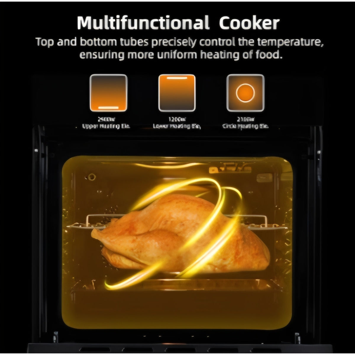 24Inch Built-in Electric Single Wall Oven2.5 Cu.ft Stainless Steel Convection Oven with 8 Functions