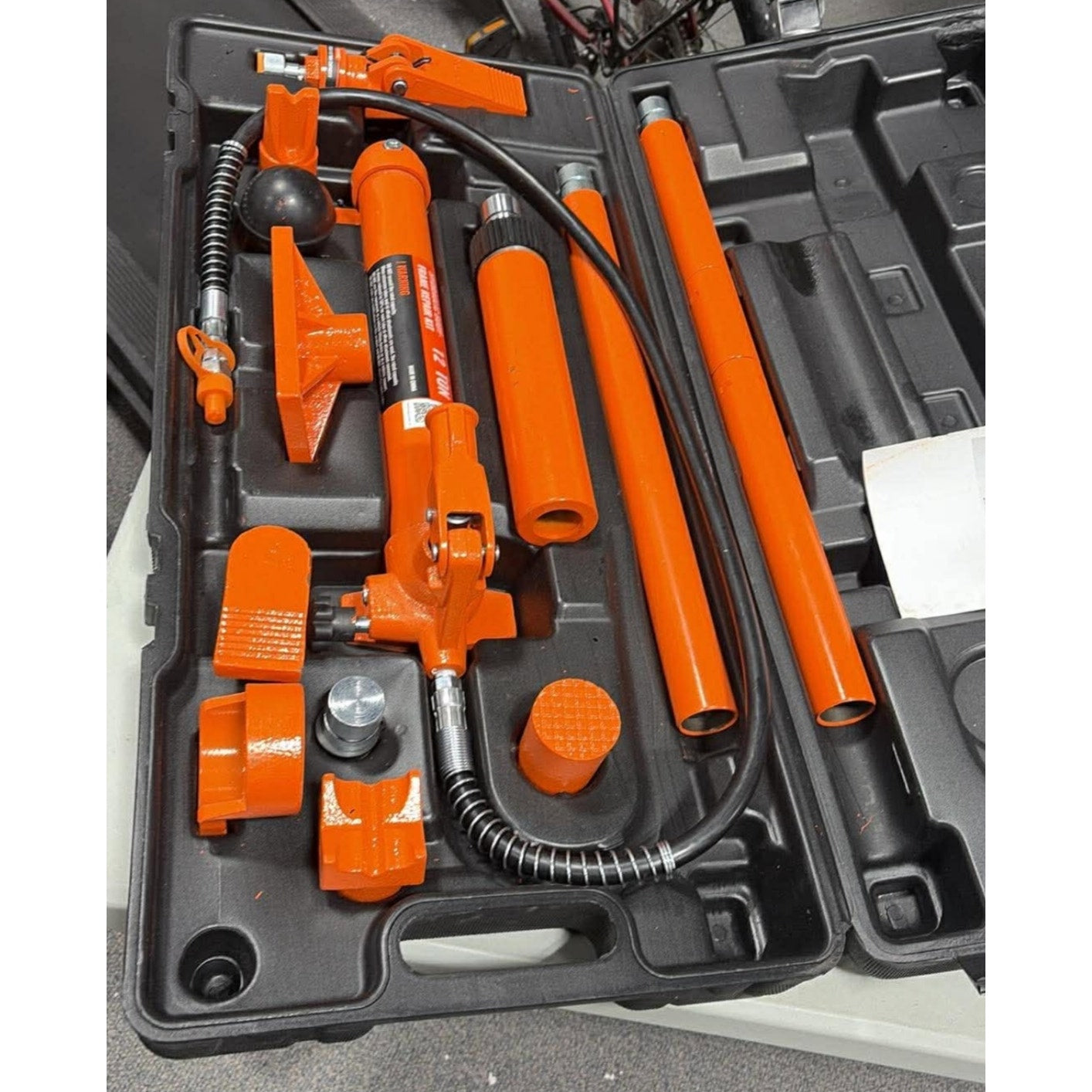 12 Ton Porta Power Kit, Hydraulic Ram with Pump with 4.6 ft/1.4 m Oil Hose