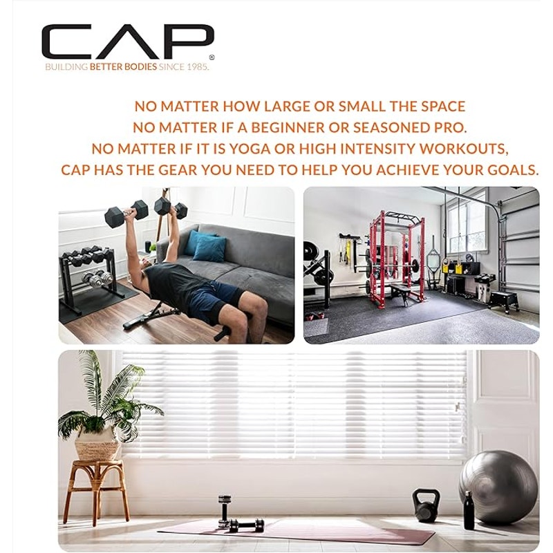 CAP Rubber Coated Dumbbell Weights, with  Chrome & Comfort Grip Handles, Singles. 25 Lb