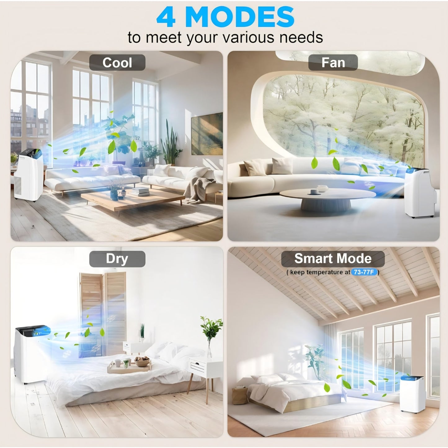 12000 BTU Portable Air Conditioners with Remote Control, 3-in-1 Free Standing Cooling AC Unit