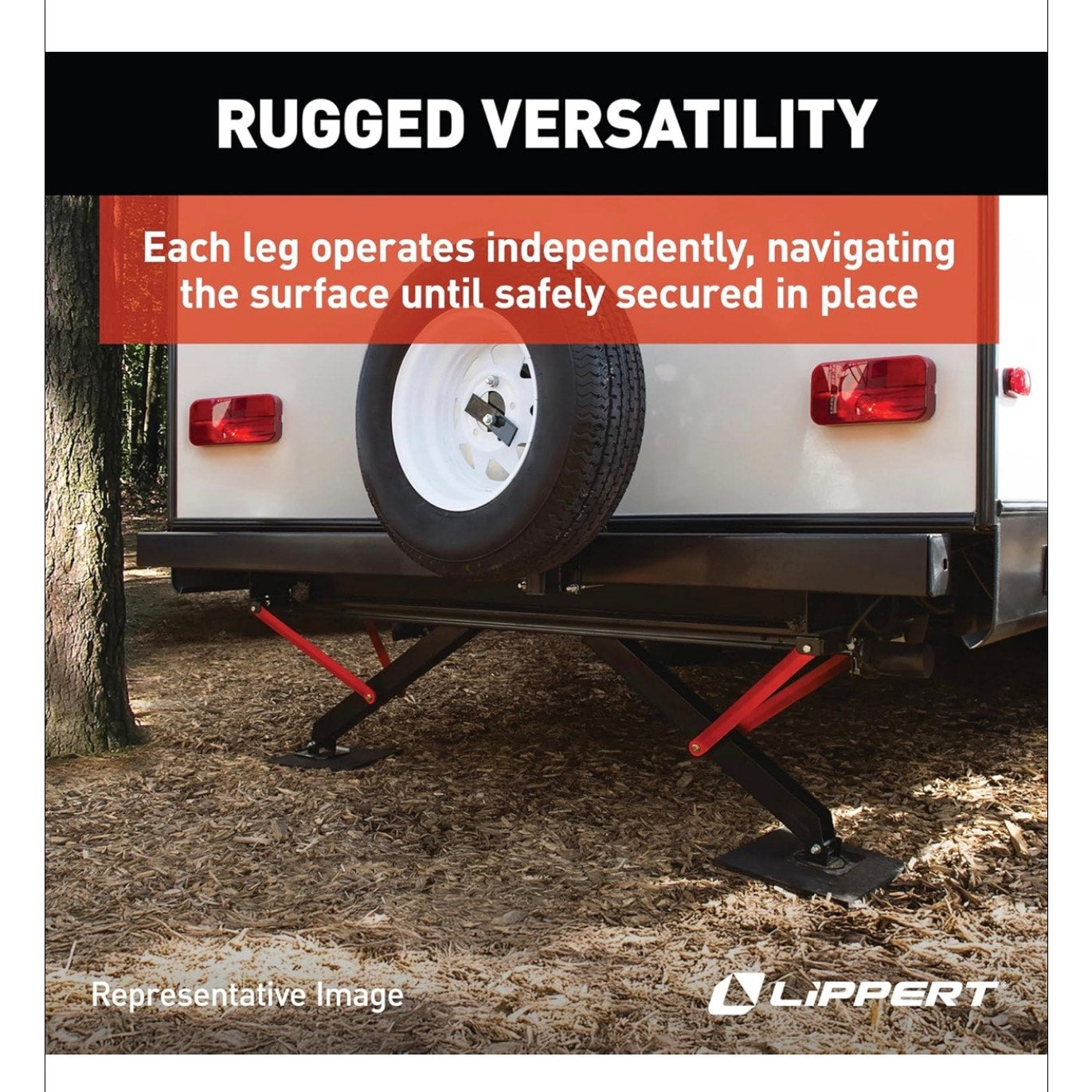 Lippert PSX1 High-Speed RV Power Stabilizer Jack System with Black IP66 Waterproof