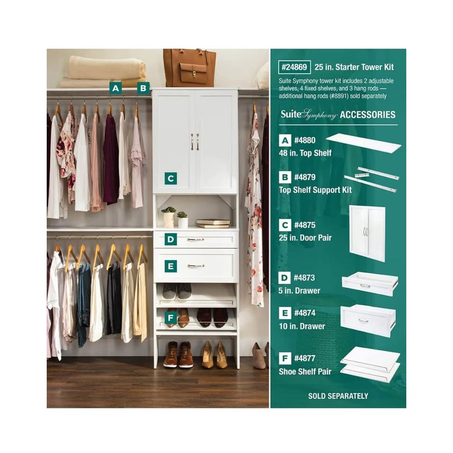 ClosetMaid SuiteSymphony Wood Drawer, Add On Accessory Shaker Style, for Storage, Closet, Clothes, 2