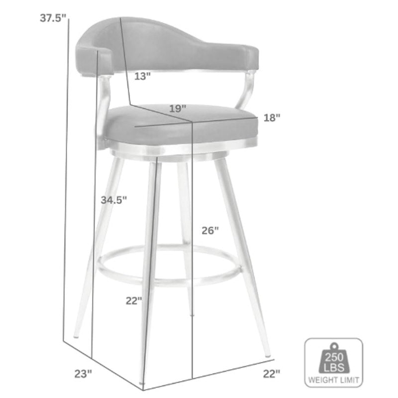 Bar Stool with Black Metal Legs for Kitchen Island Counter, Set of 2