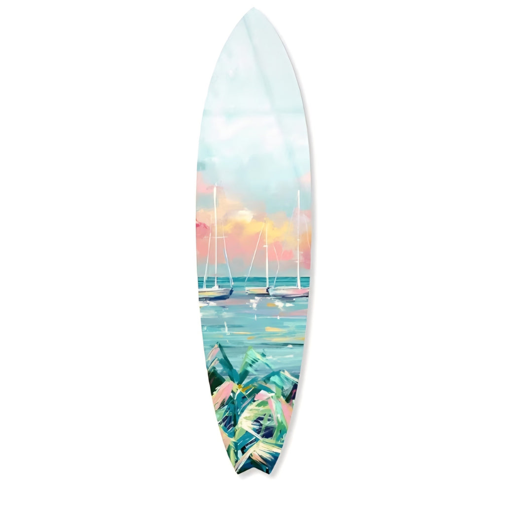 Wall Art Sail Boasts Outside Surfboard Acrylic Wall Art Die-Cut Coastal Modern High-Gloss 15" x 60"