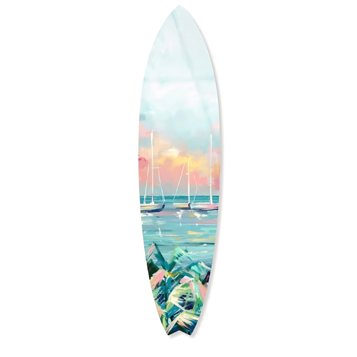 Wall Art Sail Boasts Outside Surfboard Acrylic Wall Art Die-Cut Coastal Modern High-Gloss 15" x 60"
