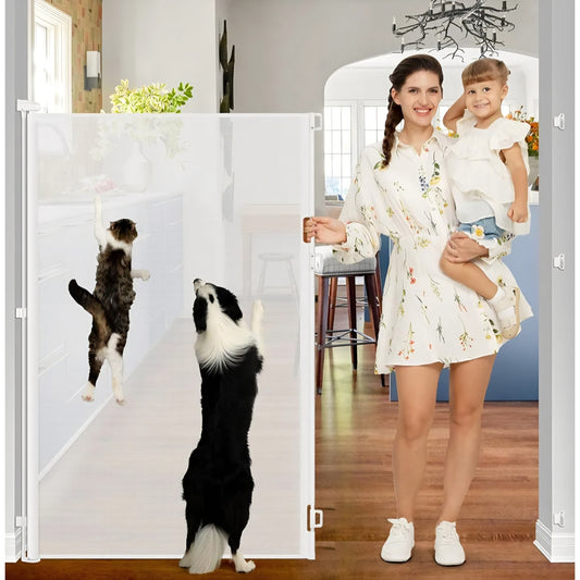 55 Inch Extra Tall Pet Gate Tall Retractable Baby Gate,Extends to 55" Wide Retractable Gate Outdoor