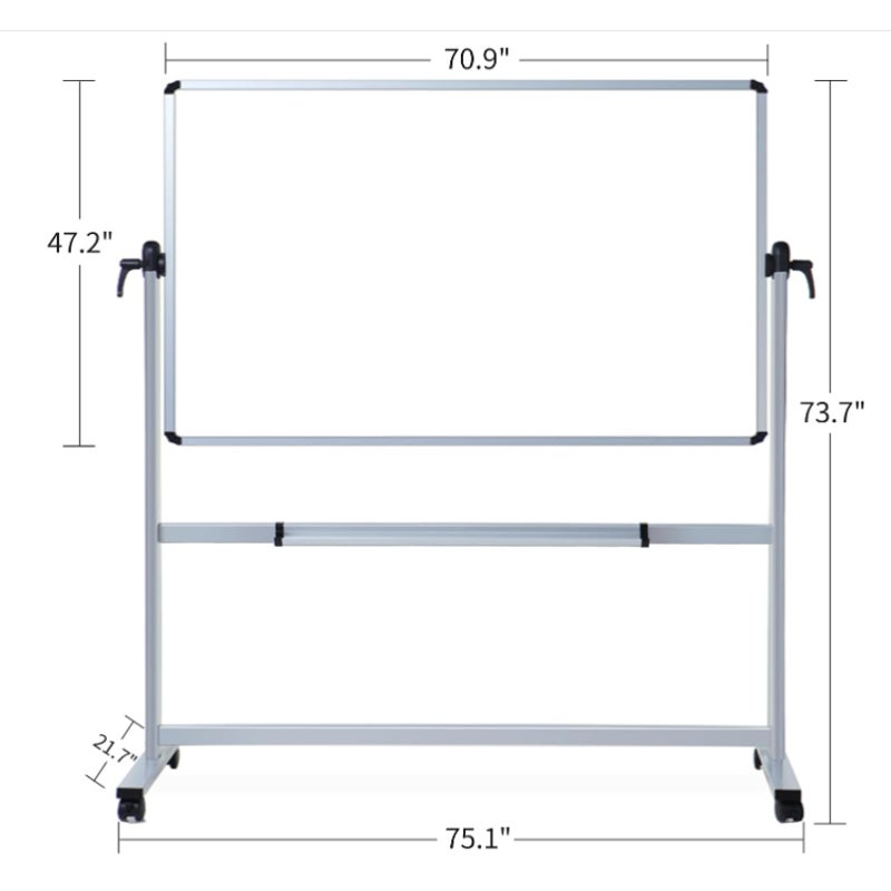 VIZ-PRO Double-Sided Magnetic Mobile Whiteboard, 72" x 48"