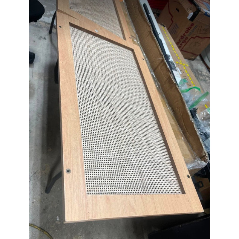 Rattan Bed Frame Queen Size with Natural Rattan Headboard & LED Lights