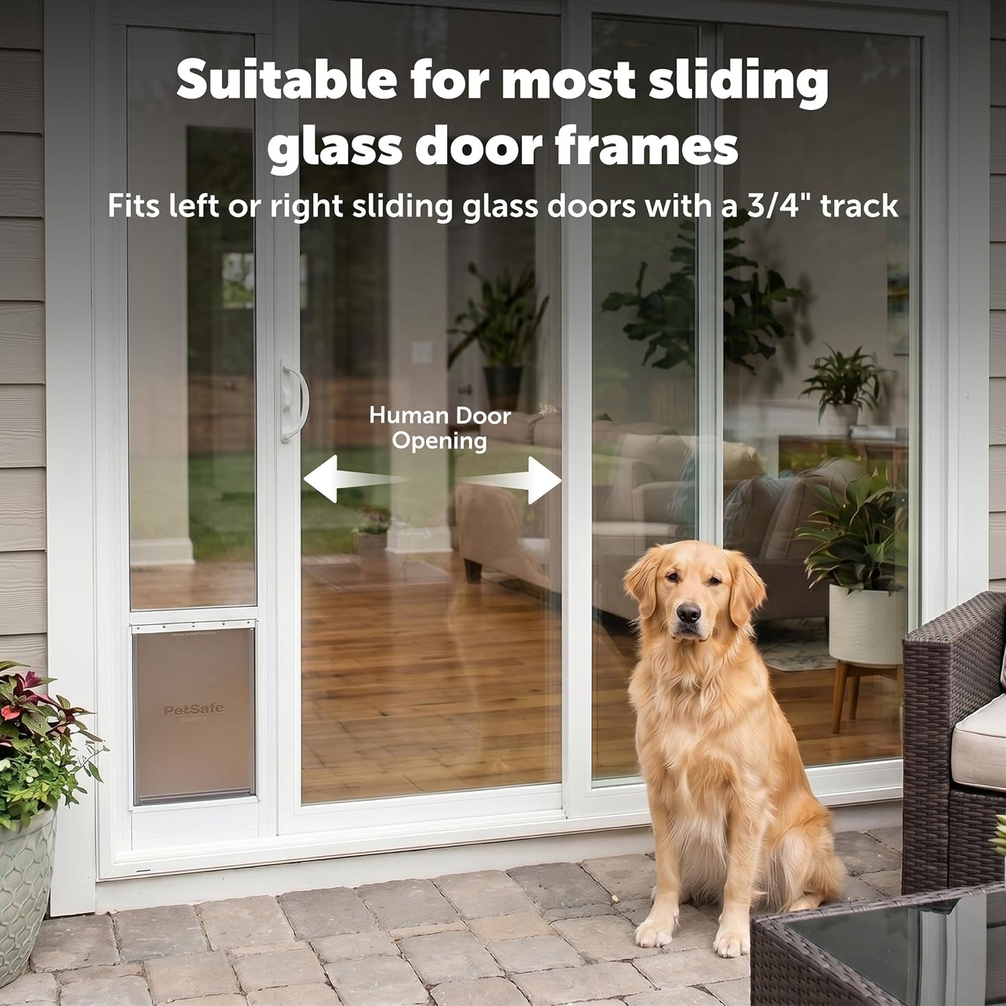 PetSafe Sliding Glass Pet Door - Large Dogs to 130 lb - White, 75 7/8" to 80 11/16".