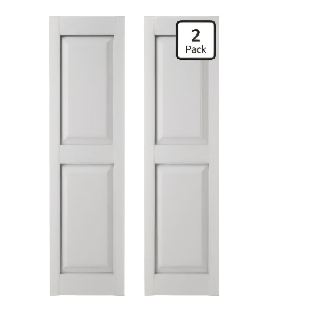 Two Equal Panels, Raised Panel Shutters, Includes Matching Installat (Per Pair) 14.75 in. W x 59 in