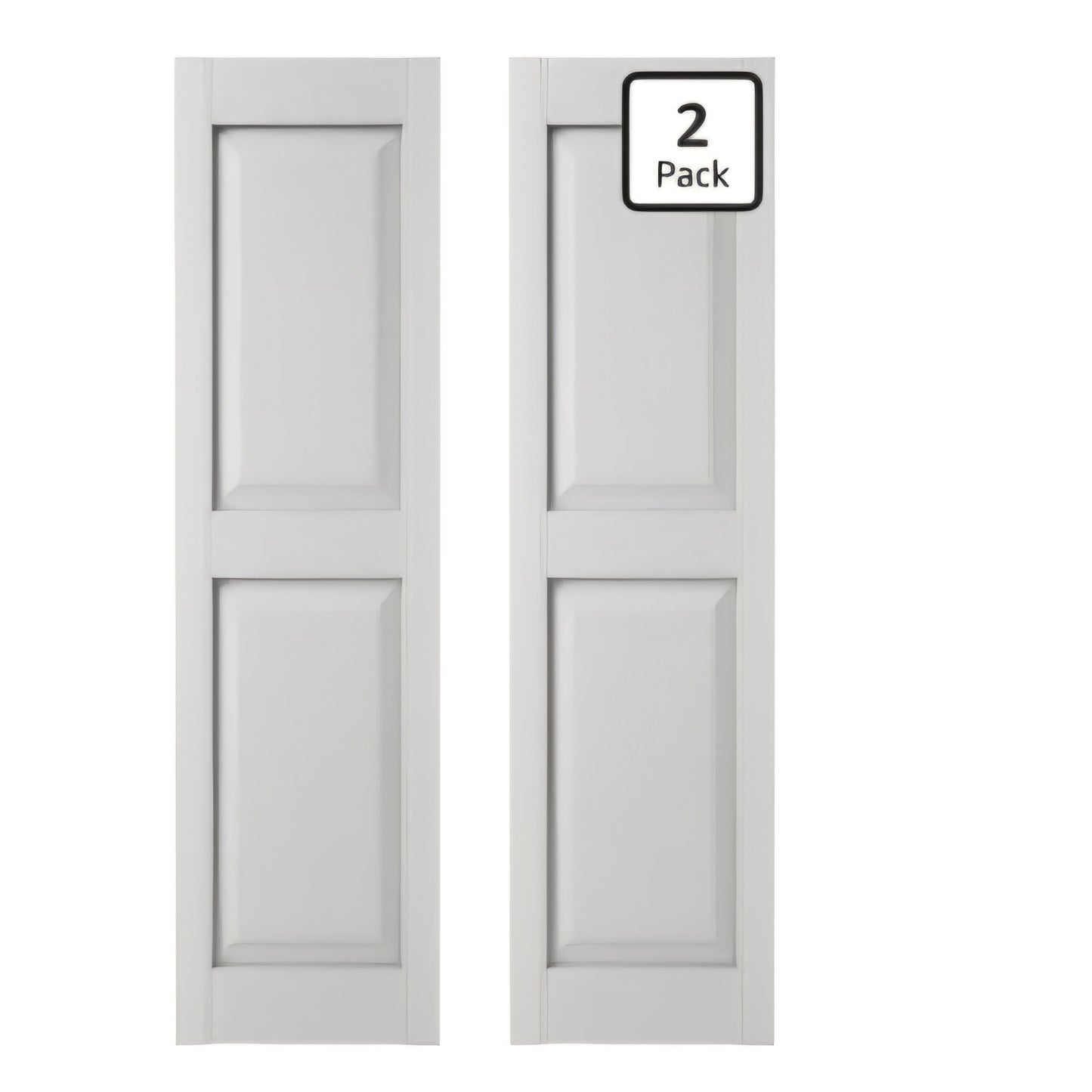 Two Equal Panels, Raised Panel Shutters, Includes Matching Installat (Per Pair) 14.75 in. W x 59 in