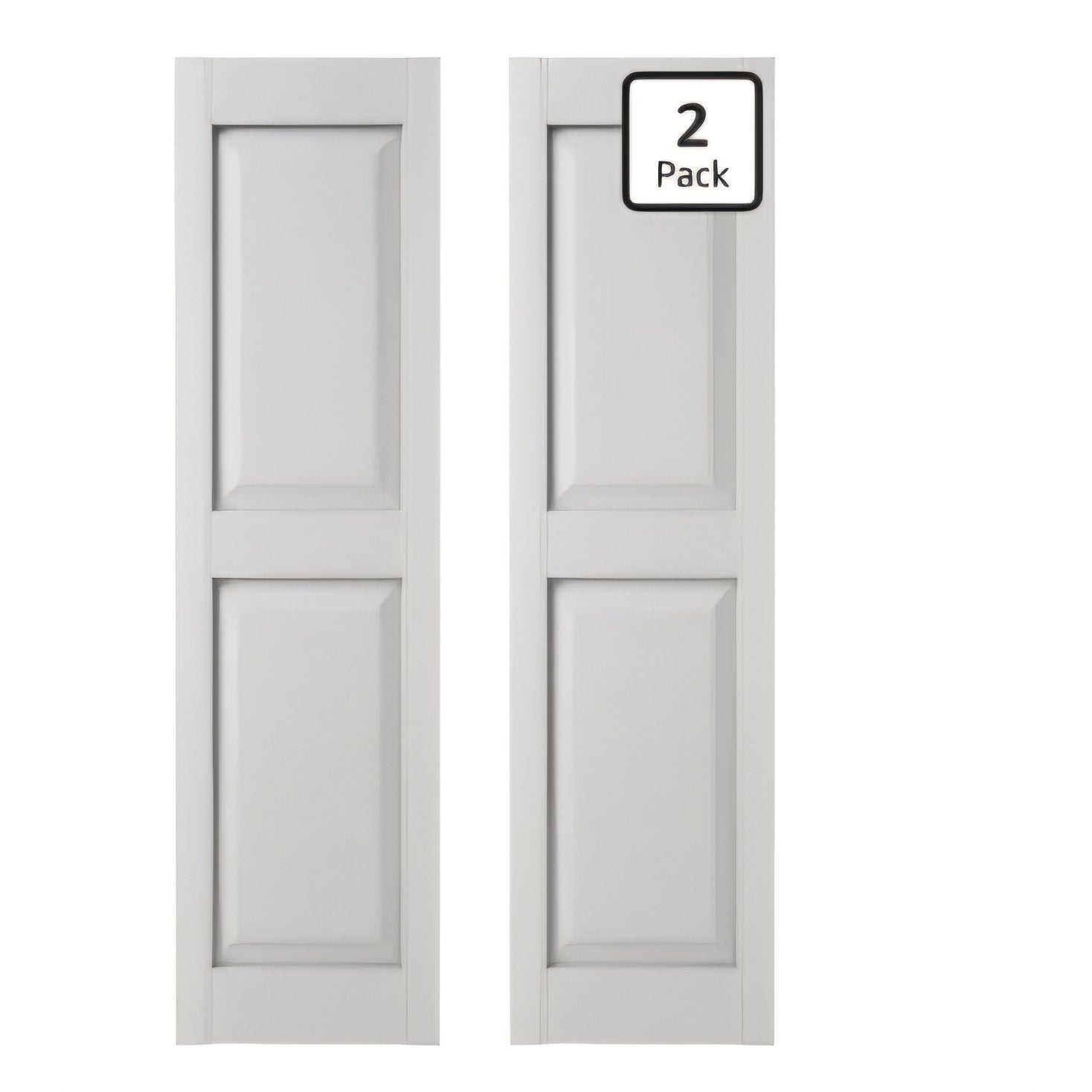 Two Equal Panels, Raised Panel Shutters, Includes Matching Installat (Per Pair) 14.75 in. W x 59 in