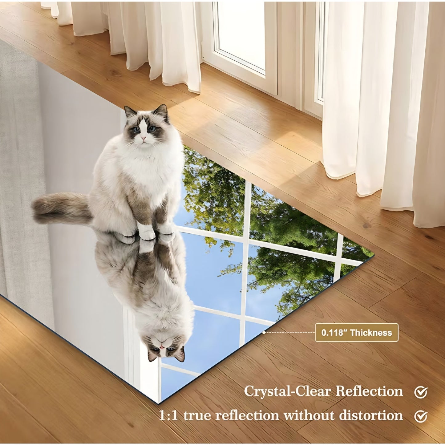 Large Frameless Mirror, 48x48 Inch Square Bathroom Vanity Mirror for Over Sink