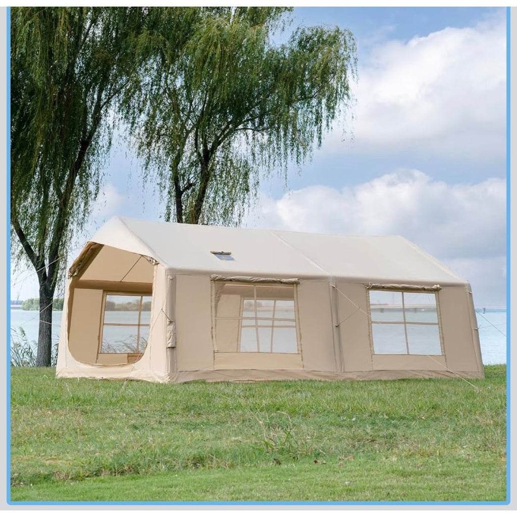 Inflatable camping tent with hand pump for 8-12 person