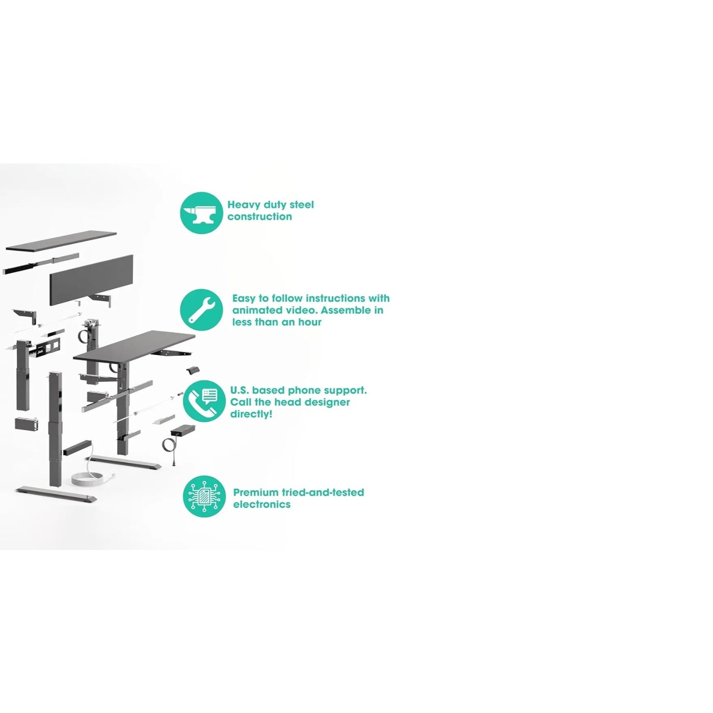 Roam & Remain Dual Lift Adjustable Height Electric Standing Desk— Adjust Both Monitor and Desk Heig
