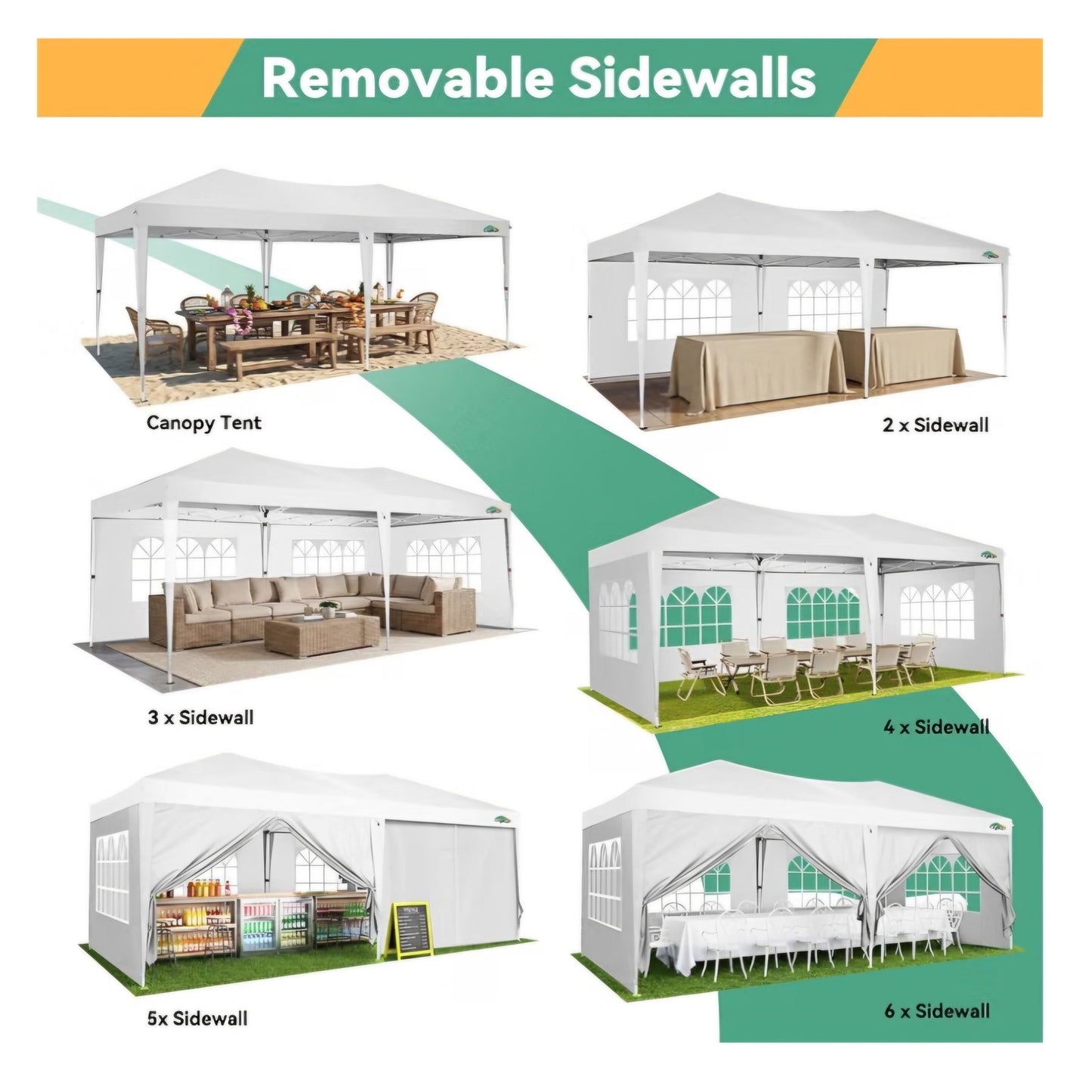 COBIZI 10x20 FT Pop up Canopy Tent with Sidewalls, Party Tents for Parties, Carpas para Fiestas