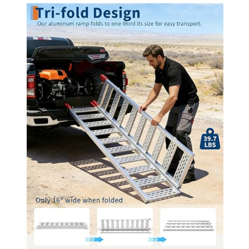 GarveeTech 1500LBS Aluminum Tri-Fold Ramp for Pickup Trucks ATV 76x50in Aluminum ATV ramps
