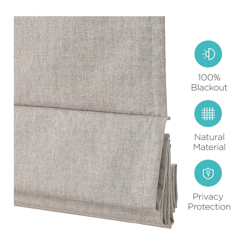 Joydeco Blackout Cordless Roman Shades No Drill, 59" W × 72" H, Linen