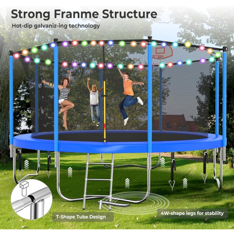 Lyromix Upgraded 12FT Trampoline Outdoor with Basketball Hoop and Net, Capacity for 4-6 Kids,Adults