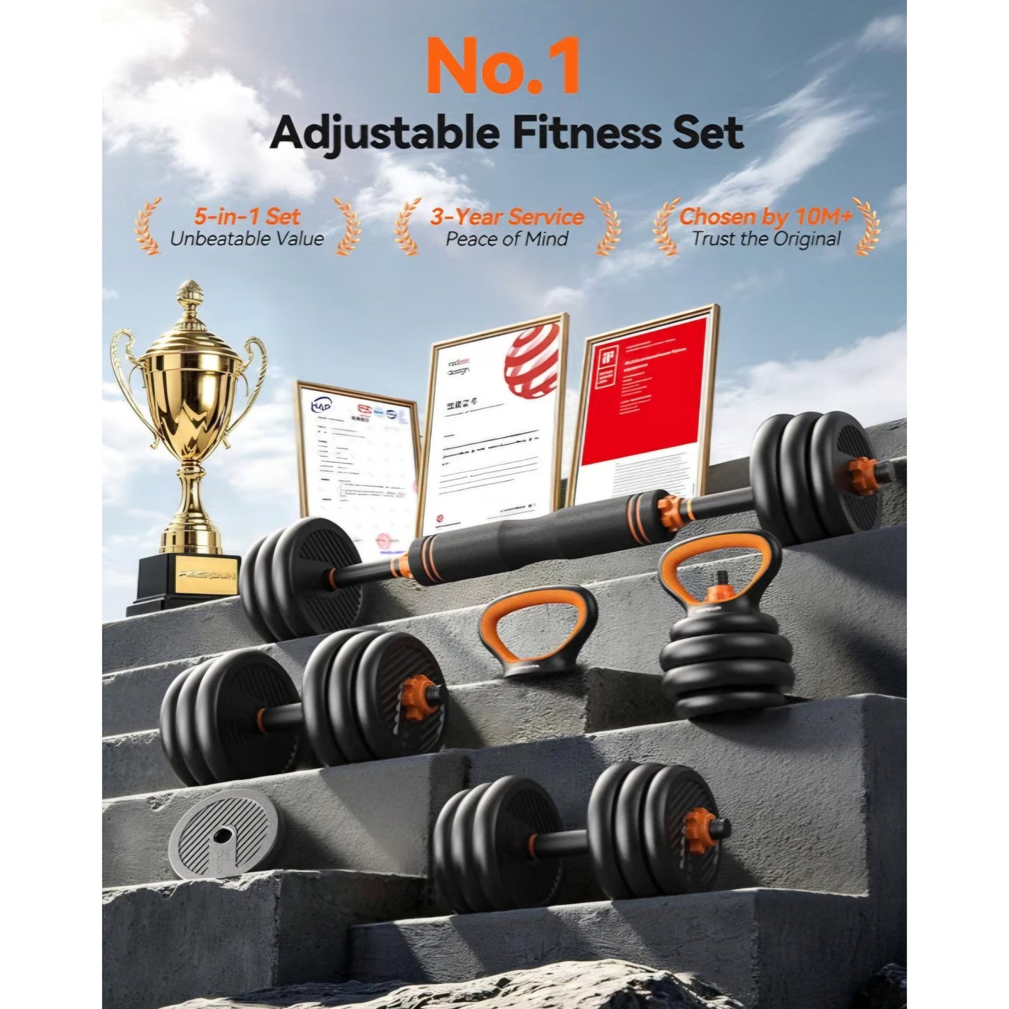 Adjustable Dumbbells, 45lbs Free Weight Set with Connector, 5 in1 Dumbbells Set Used as Barbell
