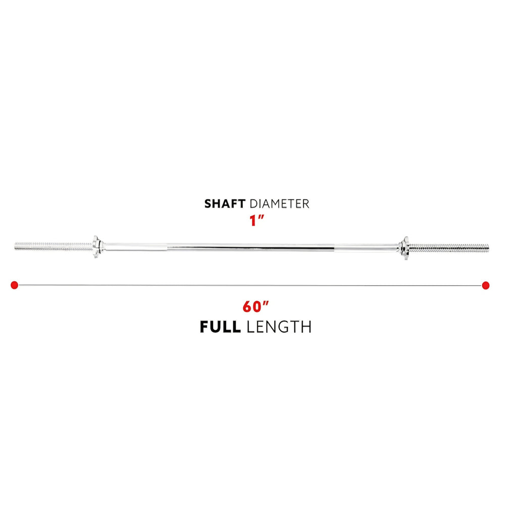 Sunny Health & Fitness 60-Inch Chrome Barbell Bar or High-Density Foam Barbell Pad – Strength