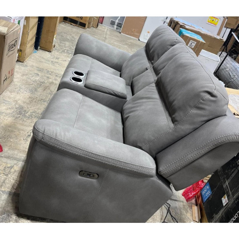 Signature Design by Ashley Power Reclining Loveseat Sofa with Console Faux leather look
