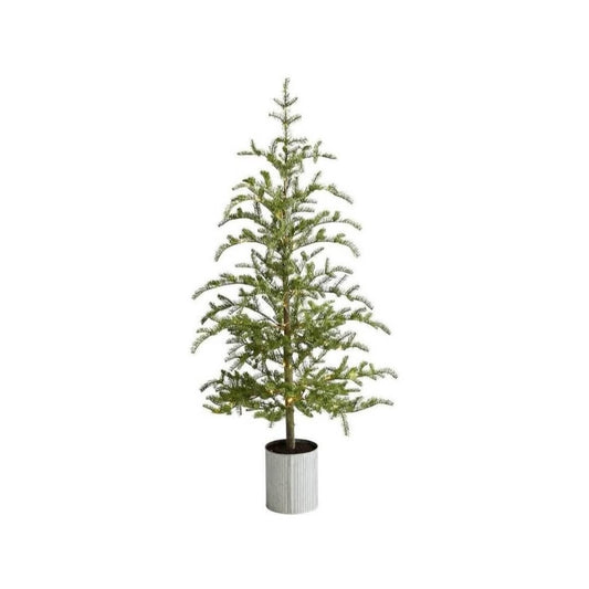 Nearly Natural 5.5ft. Pre-Lit Pine Artificial Christmas Tree in Decorative Planter with 150 Lights