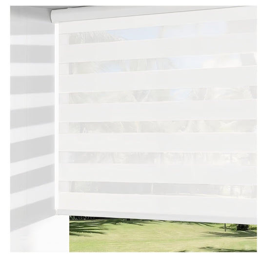 ChrisDowa Cordless Zebra Blinds for Windows, Dual Layer Free-Stop Light Filtering Window