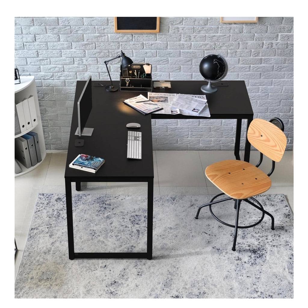 L-Shape Corner Office Computer Desk, Black