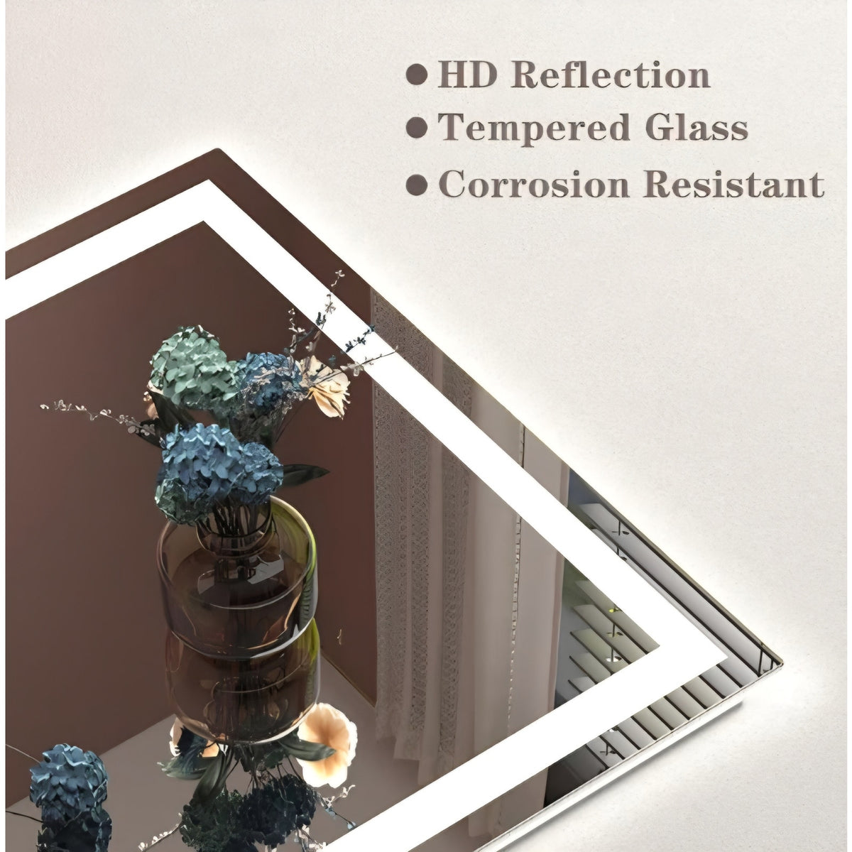 60x 40 Inch Lighted Bathroom Mirror for Wall, LED Illuminated Vanity Mirror with Lights, Dimmable