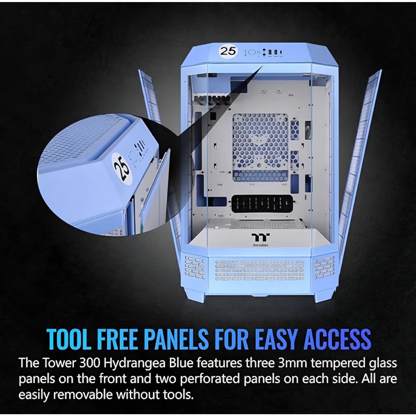 Thermaltake Tower 300 Hydrangea Blue Micro-ATX Case; 2x140mm CT Fan Included