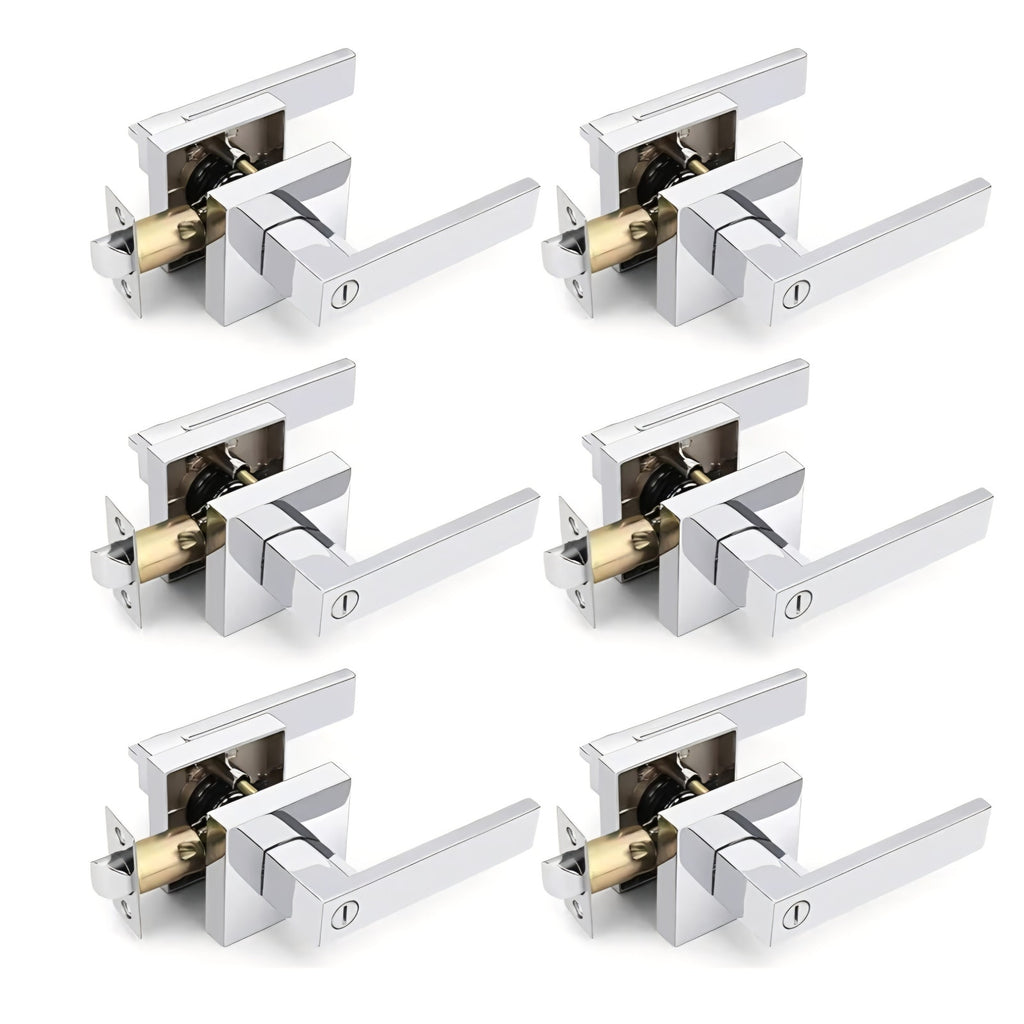 6 Pack Privacy Door Lever, Keyless Interior Door Handle with Lock