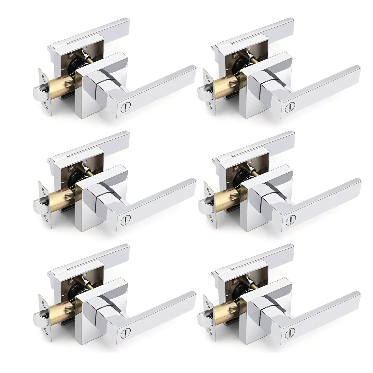 6 Pack Privacy Door Lever, Keyless Interior Door Handle with Lock
