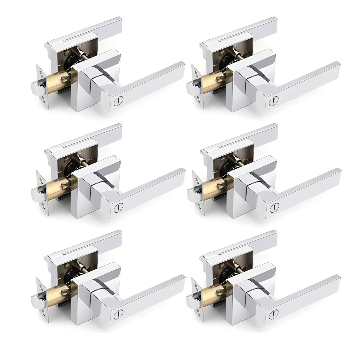 6 Pack Privacy Door Lever, Keyless Interior Door Handle with Lock