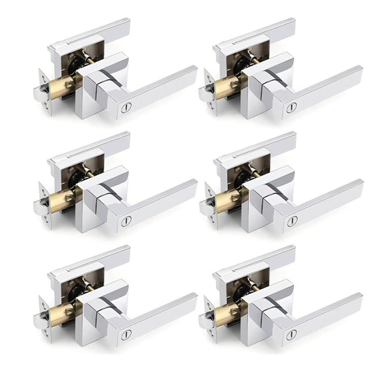 6 Pack Privacy Door Lever, Keyless Interior Door Handle with Lock