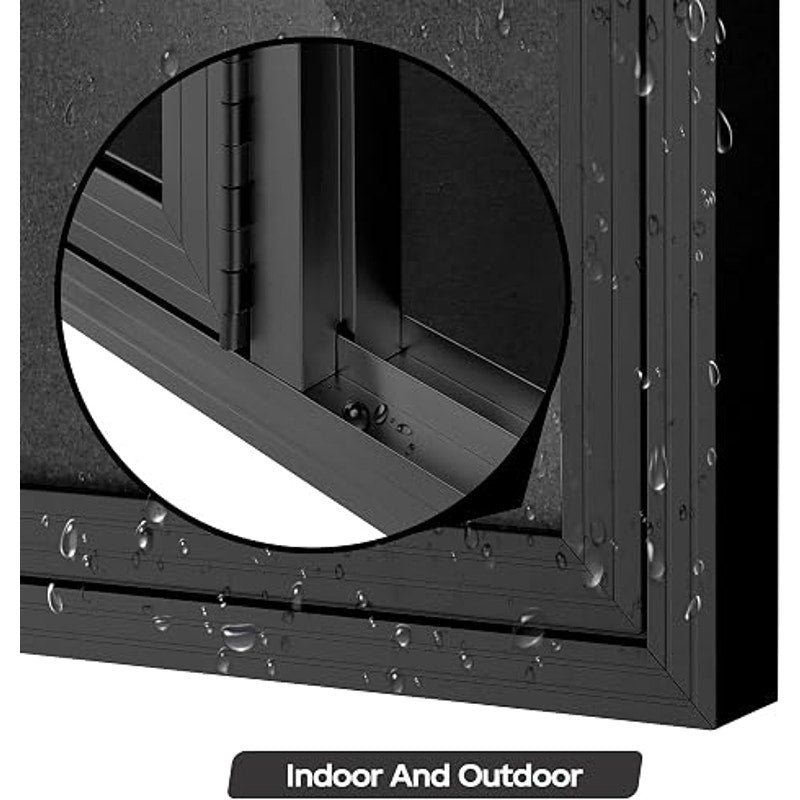 INNOVART Enclosed Bulletin Board 72”x48”, Lockable Fabric Noticeboard, Al Frame, Black Frame & Felt
