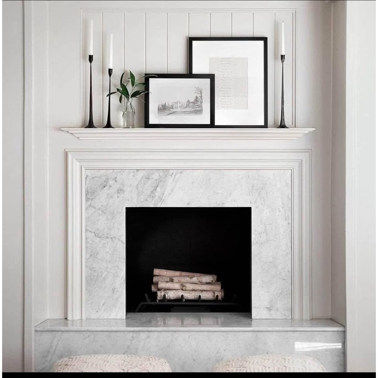 WELLAND White Finished 48 inch Pine Wood Fireplace Mantel Shelf Wall Mounted,Corona Crown Molding Fl
