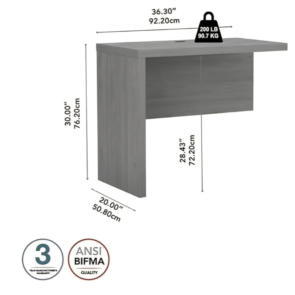Bush Business Furniture Echo Desk Return, 36W, Modern Gray