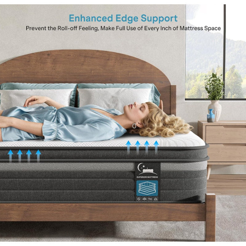 Queen Mattress 12 Inch in a Box, Hybrid Queen Mattress with Memory Foam & Individual Pocket Springs