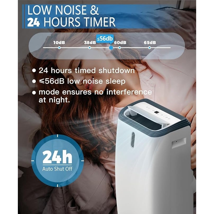 14000 BTU Portable AC Unit, Portable Air Conditioners for Room Cools up to 700 sq.ft, 24H Timer