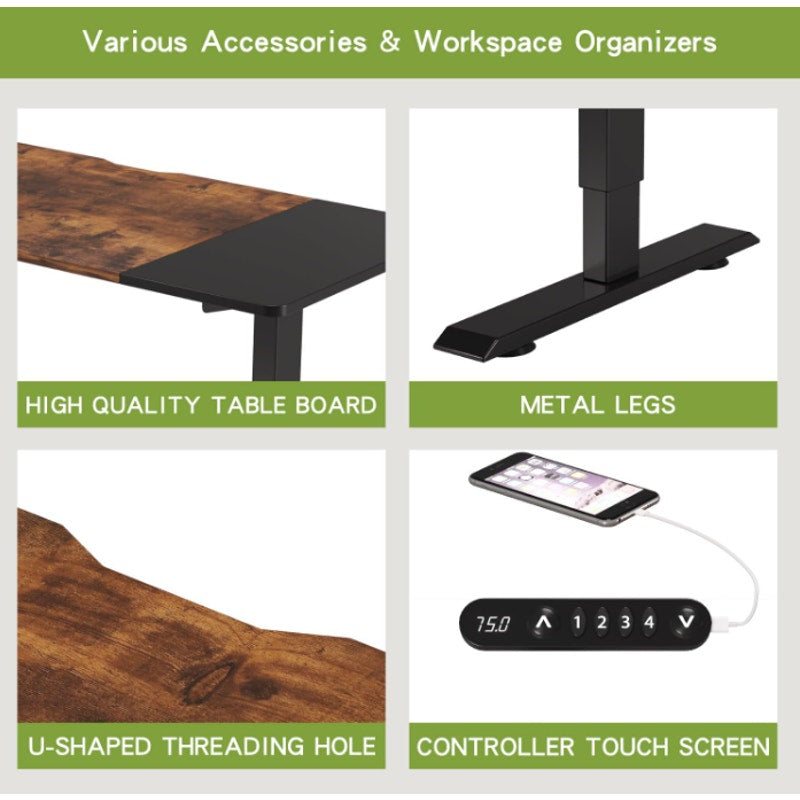 Radlove Electric Height Adjustable Standing Desk, 55 x 24 Inches Sit Stand up Workstation