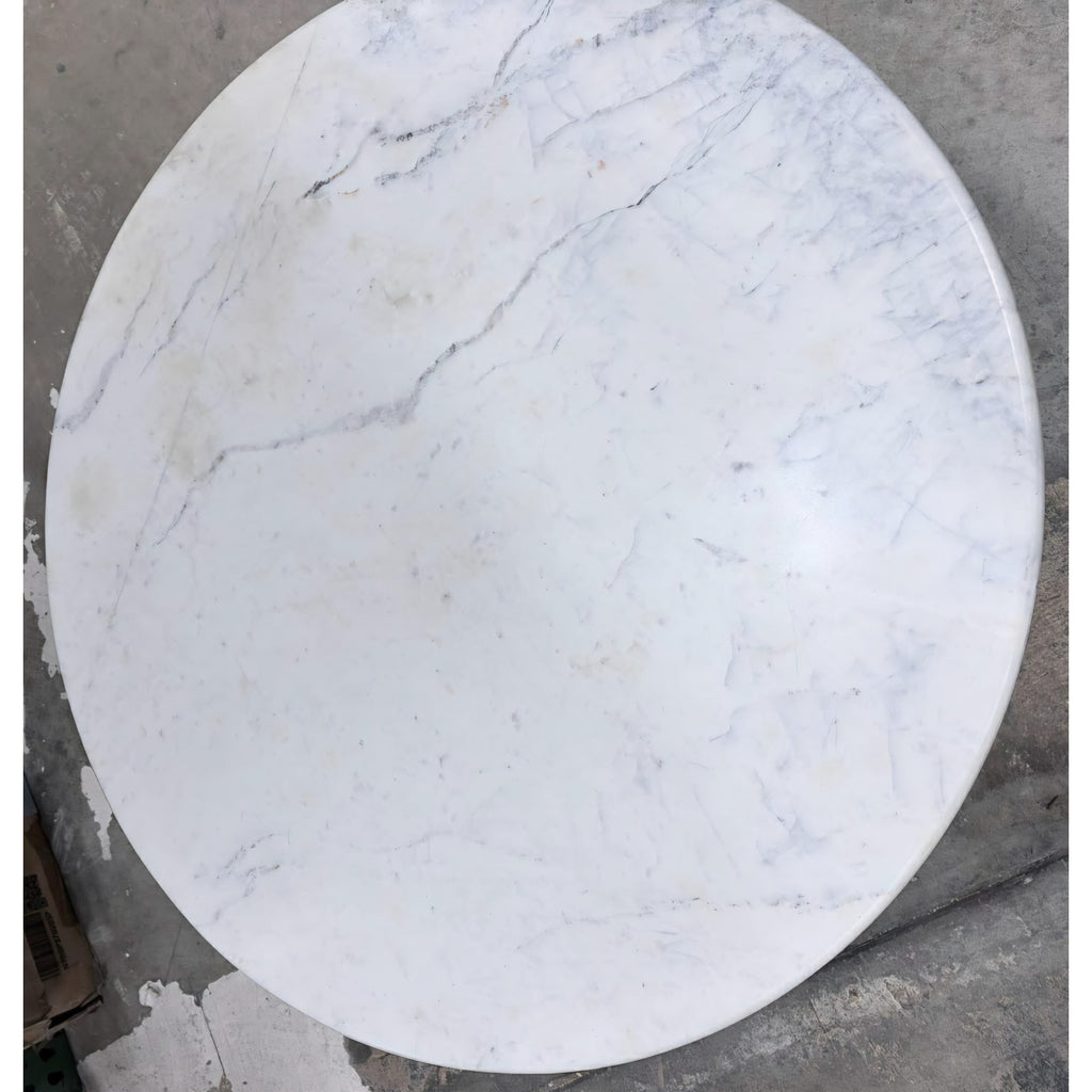 Ellison 33 Inch Round Mango Wood Coffee Table in Walnut with Marble Top