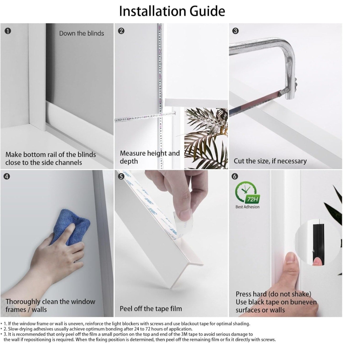 ZSTARR PVC Light Gap Blockers Blackout Light Blockers Side Tracks for Window Shades and Blinds Room