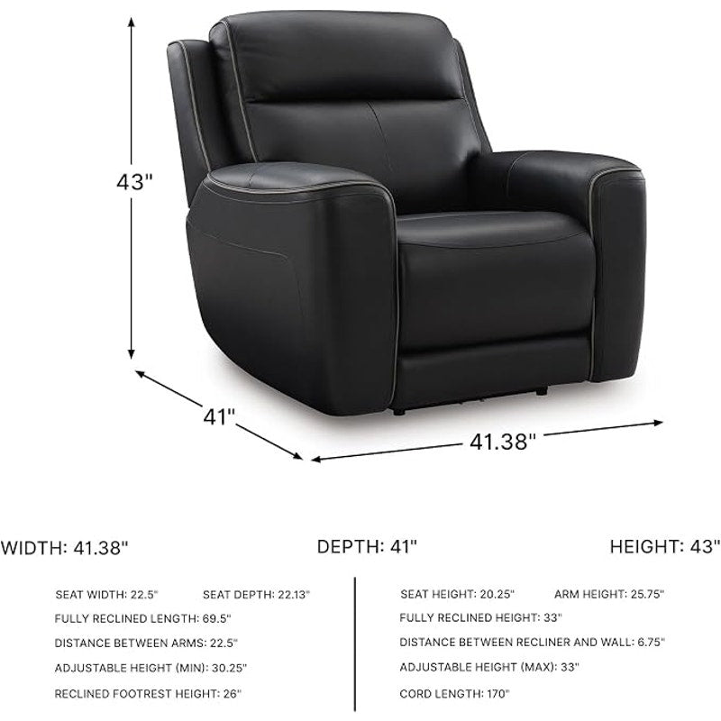 Signature Design by Ashley 5Z-Dreamlight Urban Power Recliner, Black