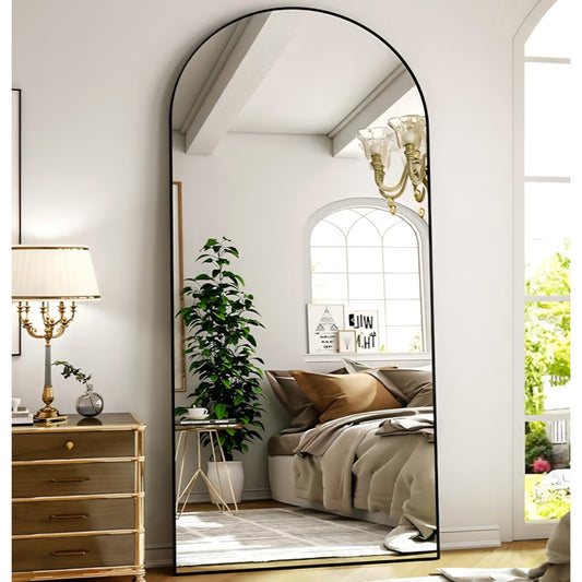 Arched Full Length Mirror 71"x26" - Floor Standing Body Mirror with Aluminum Frame
