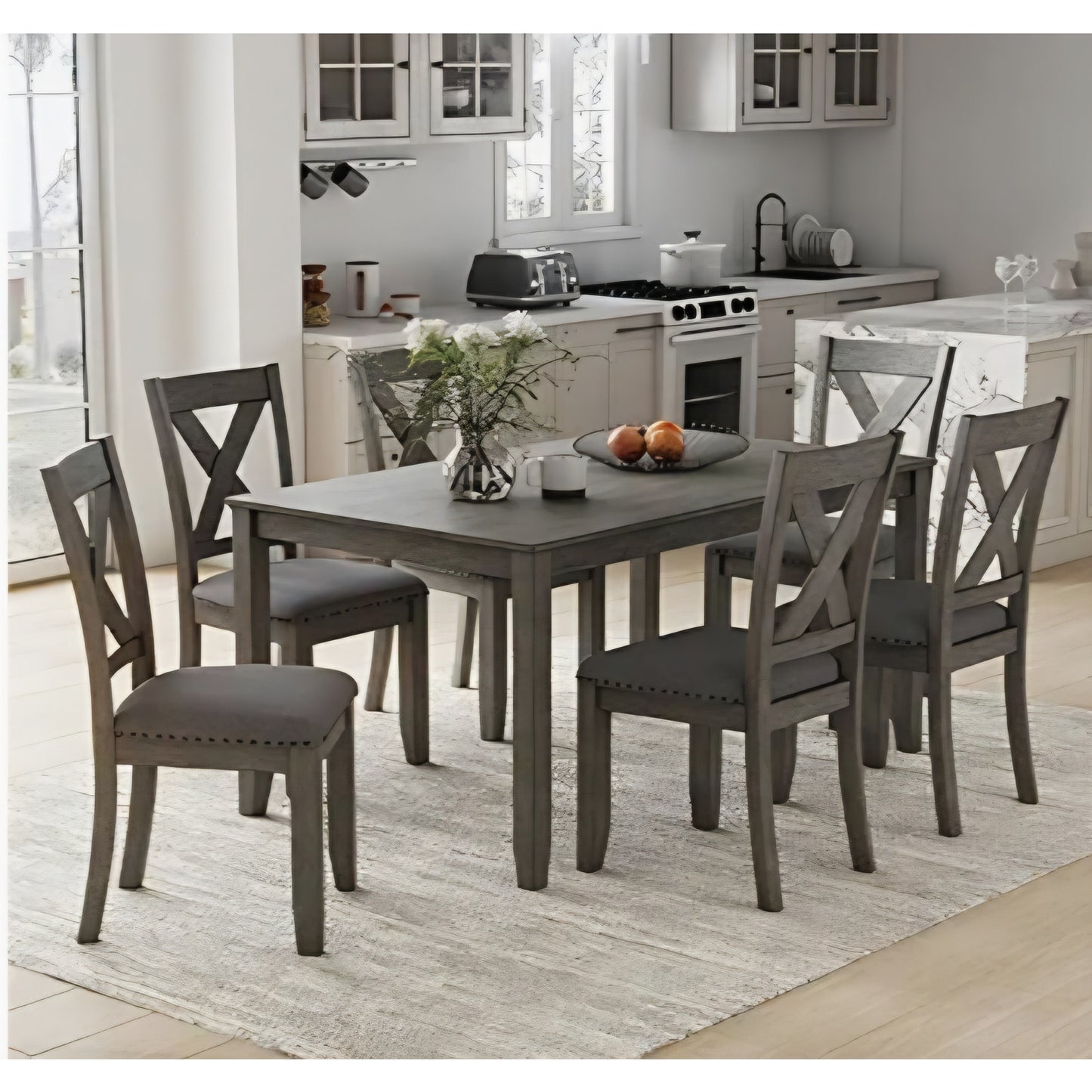 Signature Design by Ashley Caitbrook Rustic 7 Piece Dining Set, Include Table and 6 Chairs, Gray