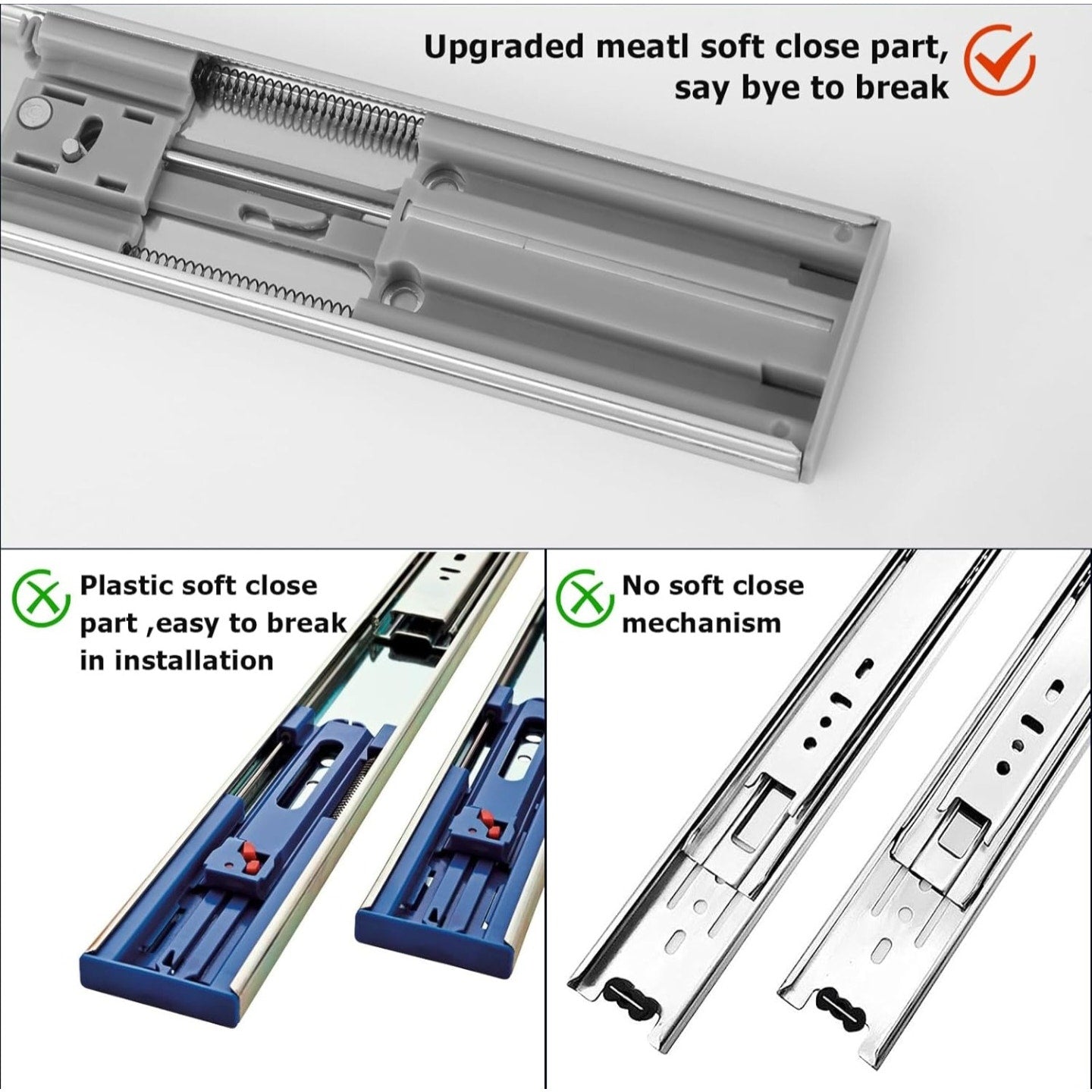 LONTAN 20 Pairs 22 Inch Soft Close Drawer Slides Heavy Duty Dresser Drawer Glides Metal Ball