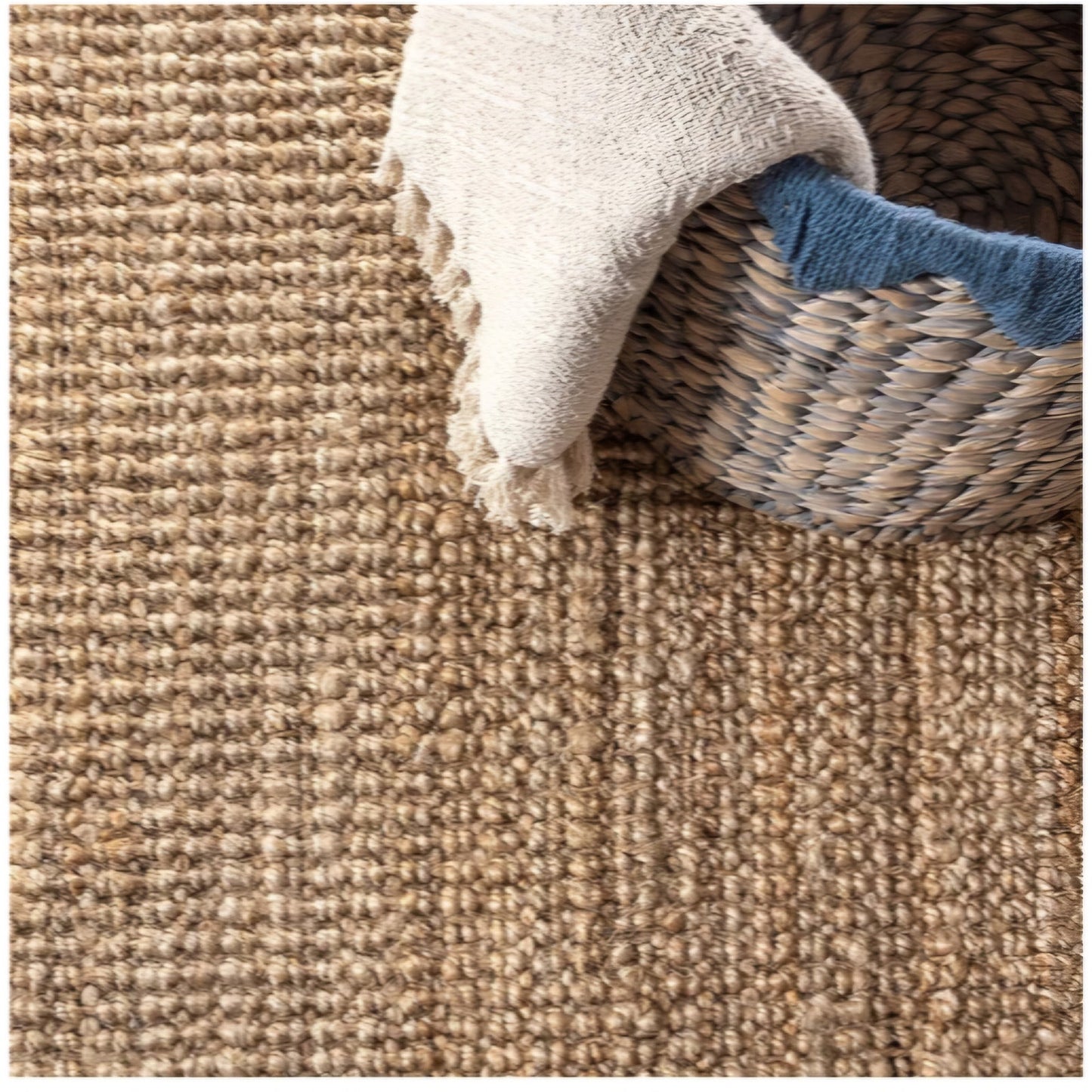 JONATHAN Y Pata Hand Woven Chunky Jute Natural 7x7 Square Indoor Area Rug, Bohemian, Rustic